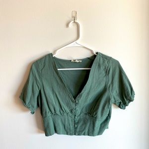 PacSun Button Up Crop Top - Green